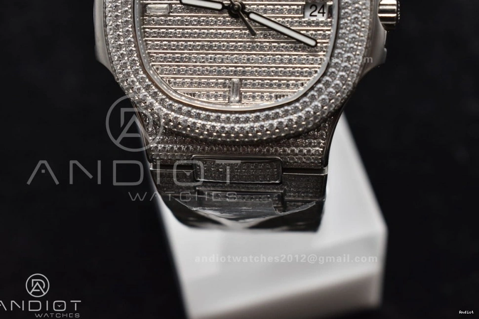 Full 5711 SS A324 Bezel Nautilus Dial Diamonds on TWF Diamonds Bracelet & 0328